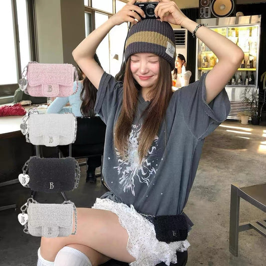 CHAIN-STRAP WOVEN BELT BAG