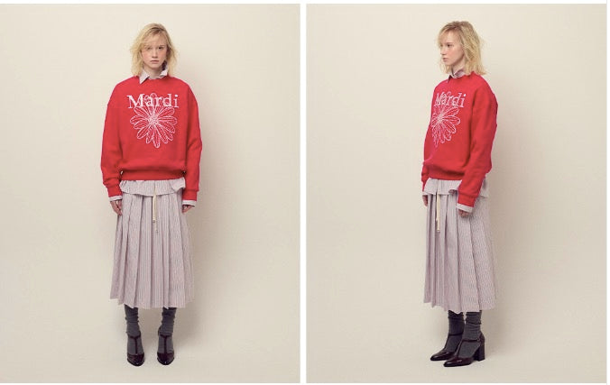 SWEATSHIRT FLOWERMARDI NEEDLEWORK_RED PINK