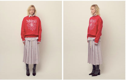 SWEATSHIRT FLOWERMARDI NEEDLEWORK_RED PINK