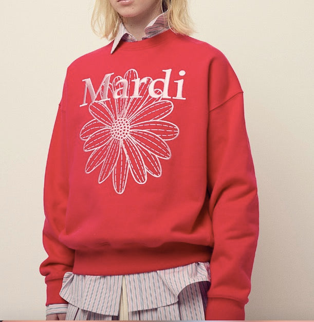 SWEATSHIRT FLOWERMARDI NEEDLEWORK_RED PINK