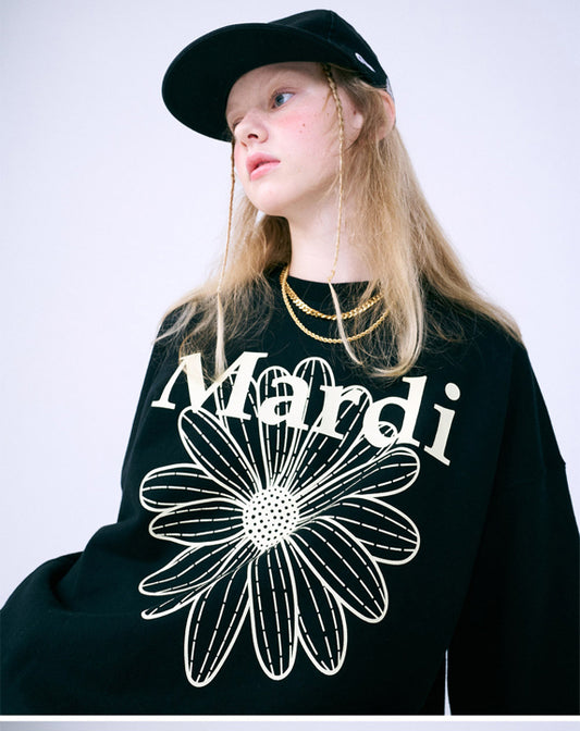 SWEATSHIRT FLOWERMARDI_BLACK CREAM