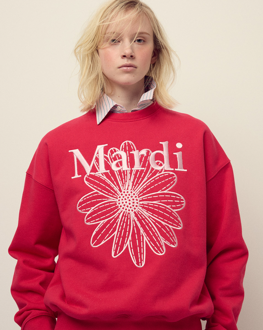 SWEATSHIRT FLOWERMARDI NEEDLEWORK_RED PINK