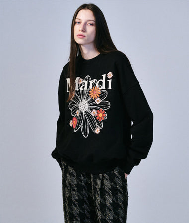 SWEATSHIRT FLOWERMARDI BLOSSOM_BLACK CREAM