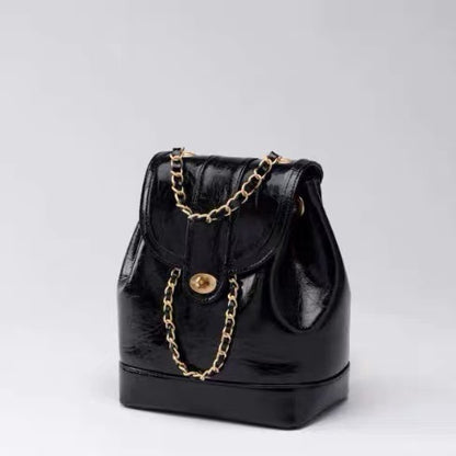 Korean Cowhide Leather Bucket Bag