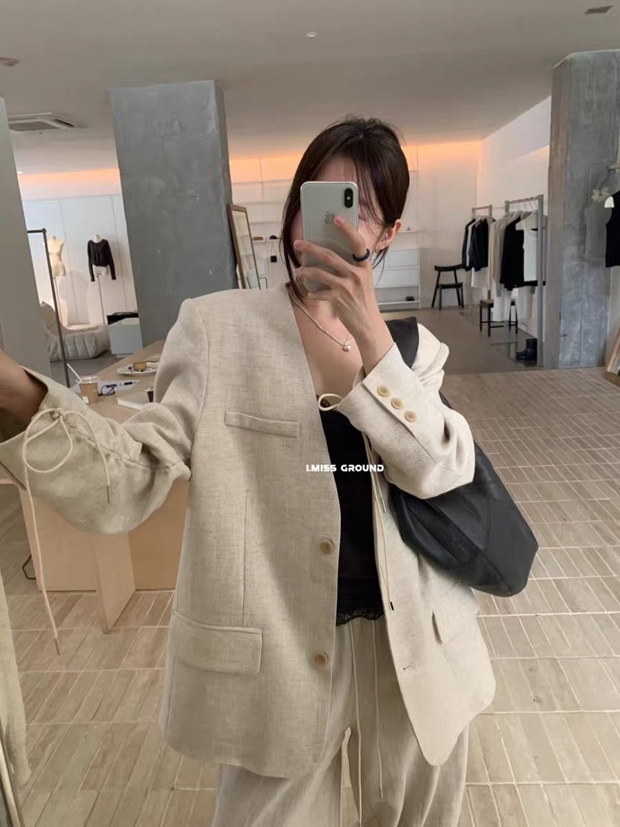 OVERSIZED DRAWSTRING BLAZER-STREET STYLE JACKET