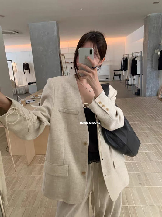 OVERSIZED DRAWSTRING BLAZER-STREET STYLE JACKET