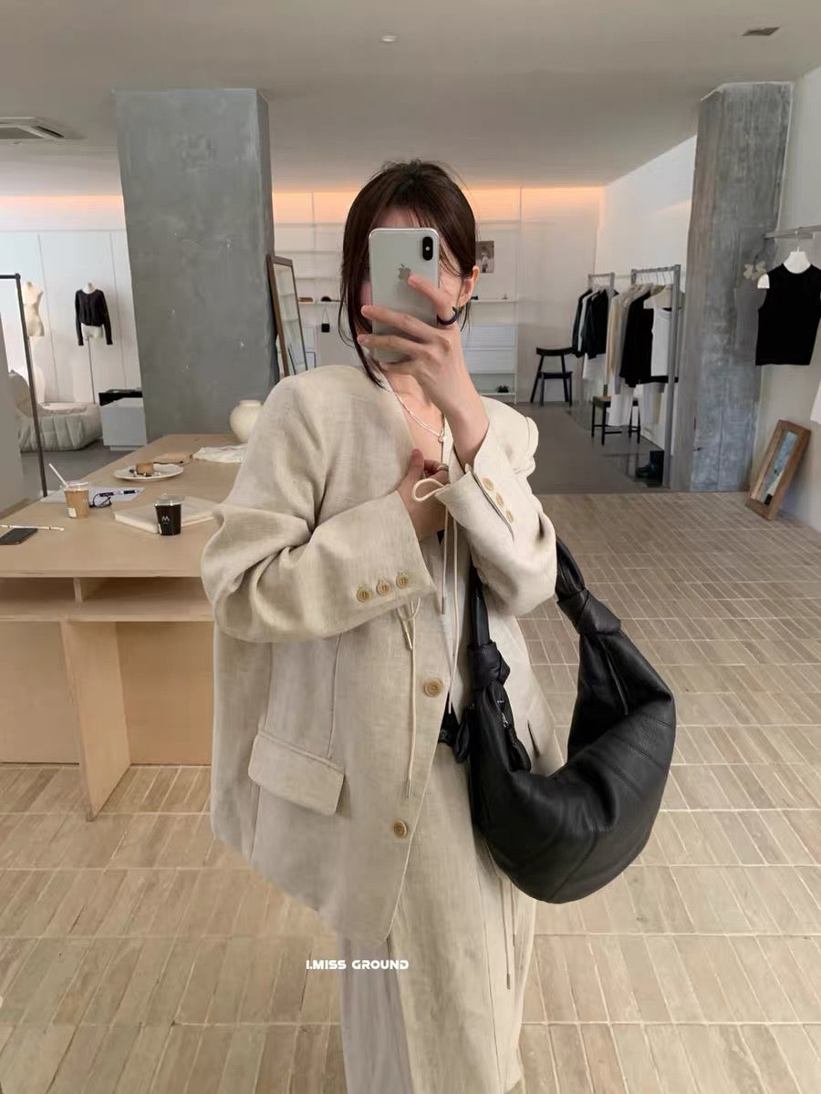 OVERSIZED DRAWSTRING BLAZER-STREET STYLE JACKET