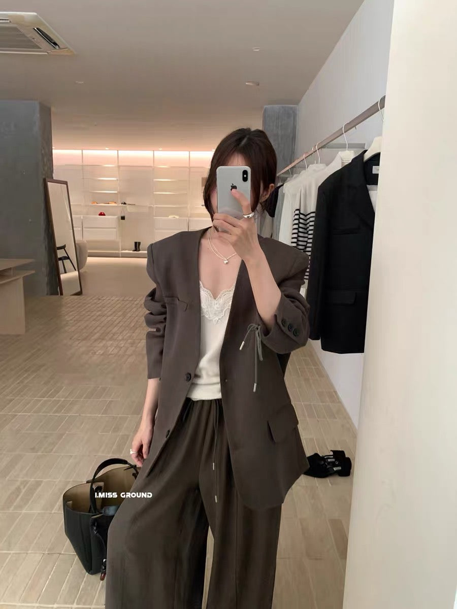 OVERSIZED DRAWSTRING BLAZER-STREET STYLE JACKET