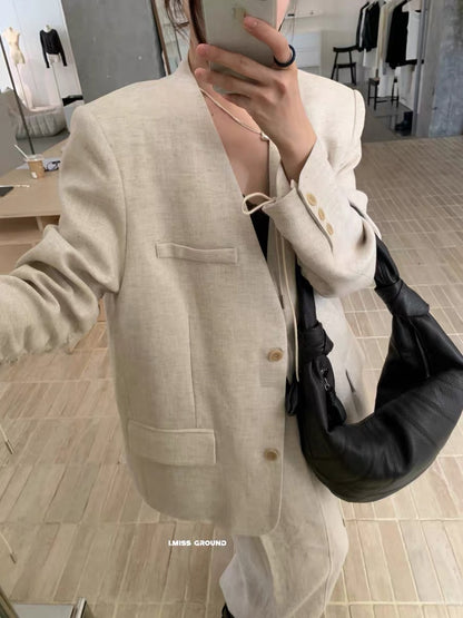 OVERSIZED DRAWSTRING BLAZER-STREET STYLE JACKET