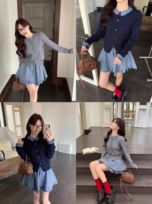 PLAID SKIRT WITH RUFFLE HEM