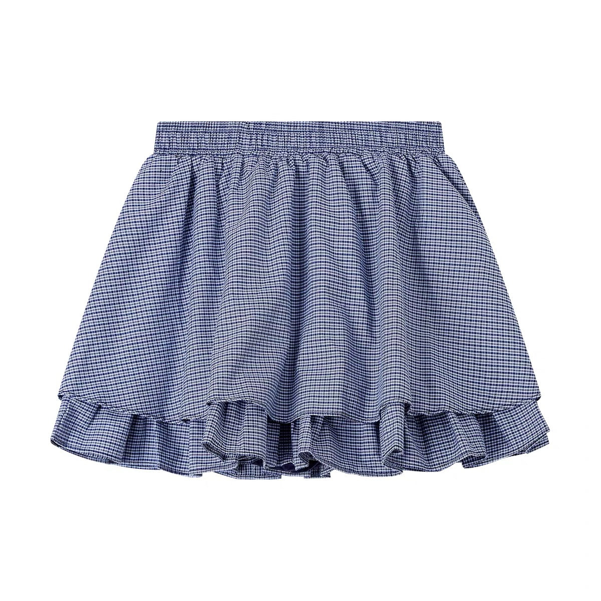PLAID SKIRT WITH RUFFLE HEM
