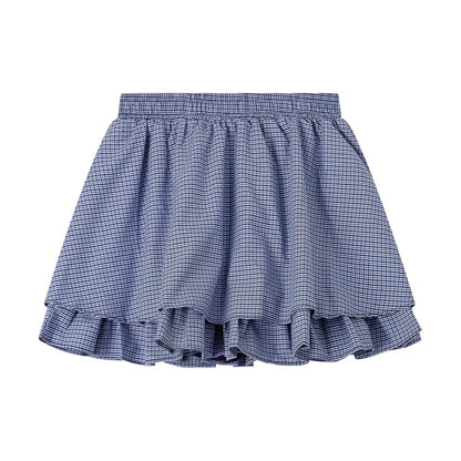 PLAID SKIRT WITH RUFFLE HEM