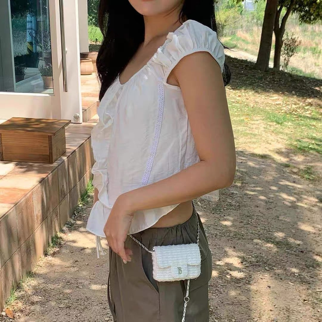 CHAIN-STRAP WOVEN BELT BAG