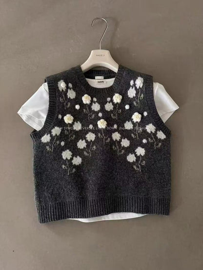 FLOWER APPLIQUE VEST
