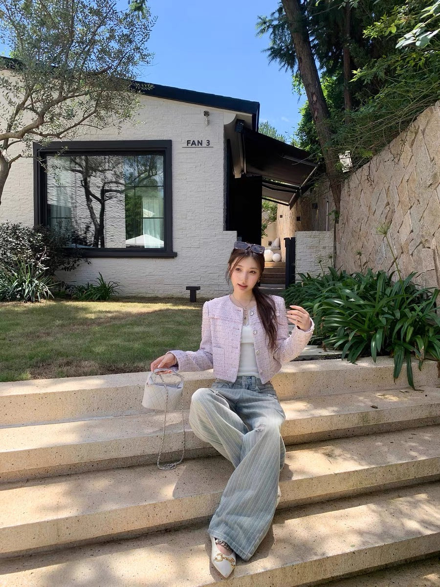 THE PINK  PREMIUM CROPPED JACKET